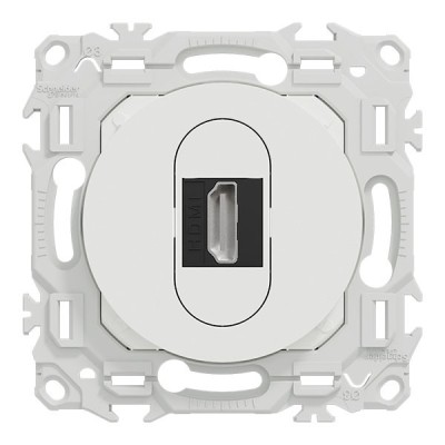 Schneider Odace - prise HDMI type A 2.1 - prise  cable femelle  à l'arrière - blanc craie - Réf : S920462