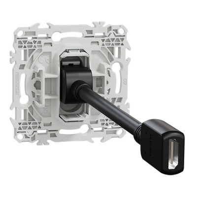 Schneider Odace - prise HDMI type A 2.1 - prise  cable femelle  à l'arrière - blanc craie - Réf : S920462