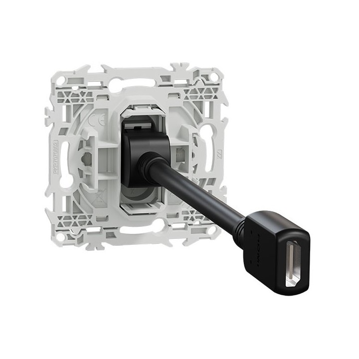 Schneider Odace - prise HDMI type A 2.1 - prise  cable femelle  à l'arrière - blanc craie - Réf : S920462
