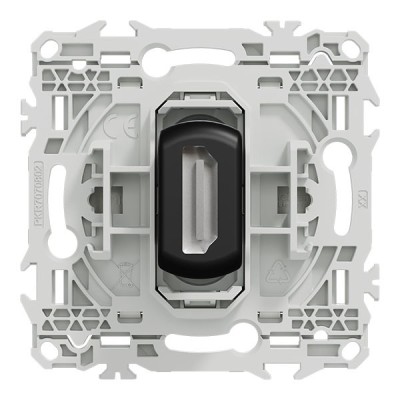 Schneider Odace - prise HDMI type A 2.1 - prise  cable femelle  à l'arrière - blanc craie - Réf : S920462