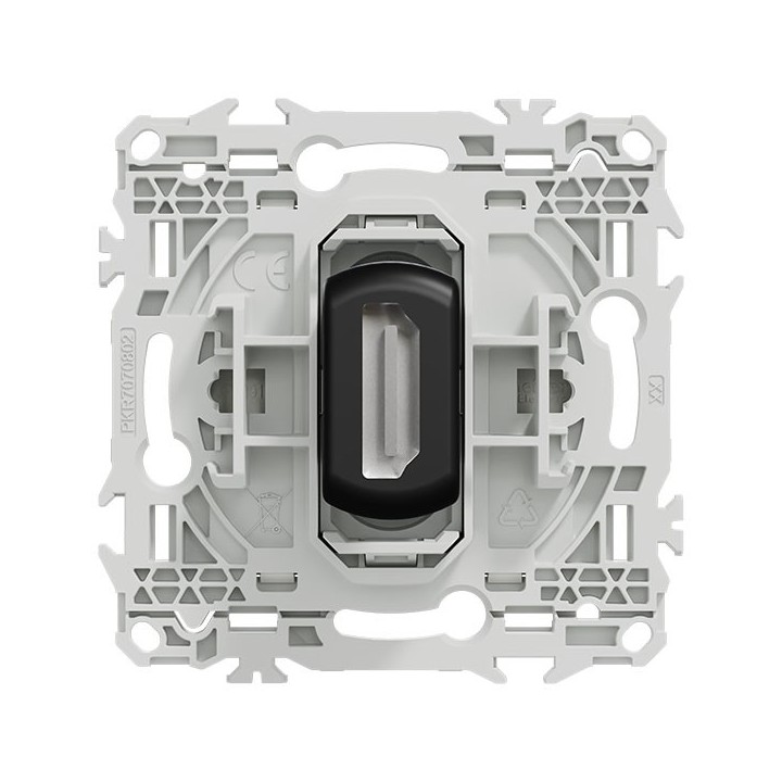 Schneider Odace - prise HDMI type A 2.1 - prise  cable femelle  à l'arrière - blanc craie - Réf : S920462