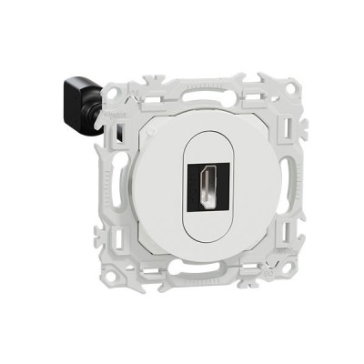 Schneider Odace - prise HDMI type A 2.1 - prise  cable femelle  à l'arrière - blanc craie - Réf : S920462