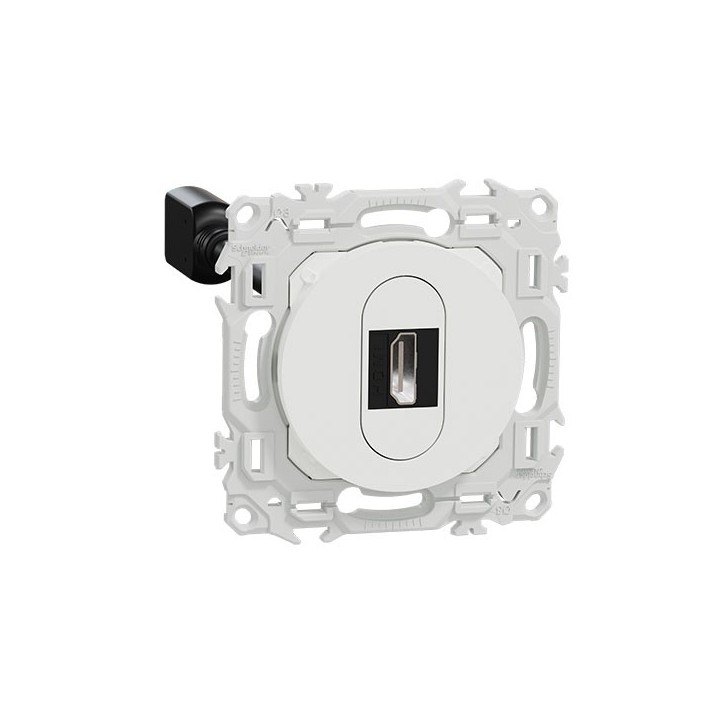 Schneider Odace - prise HDMI type A 2.1 - prise  cable femelle  à l'arrière - blanc craie - Réf : S920462