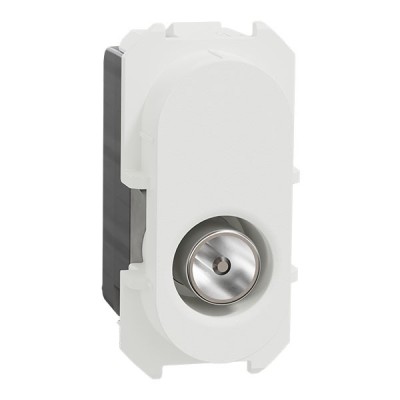 Schneider Odace - module prise TV simple mâle - sortie coaxiale - blanc craie - Réf : S923445