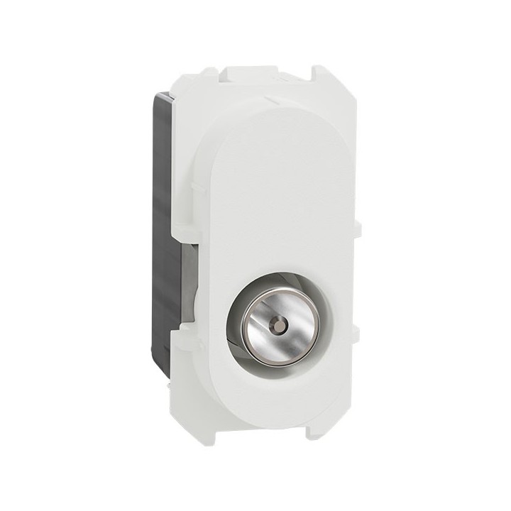 Schneider Odace - module prise TV simple mâle - sortie coaxiale - blanc craie - Réf : S923445