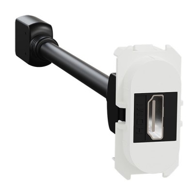 Schneider Odace - module prise HDMI type A 2.1 - prise câble femelle arrière - blanc craie - Réf : S923462