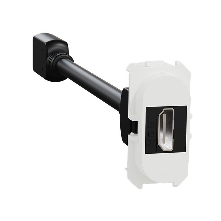 Schneider Odace - module prise HDMI type A 2.1 - prise câble femelle arrière - blanc craie - Réf : S923462