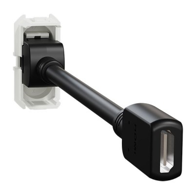 Schneider Odace - module prise HDMI type A 2.1 - prise câble femelle arrière - blanc craie - Réf : S923462
