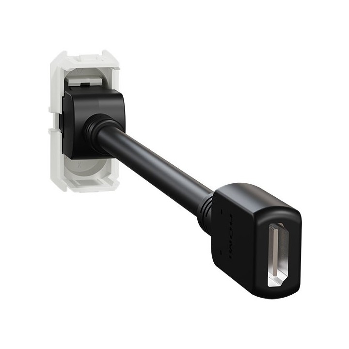 Schneider Odace - module prise HDMI type A 2.1 - prise câble femelle arrière - blanc craie - Réf : S923462
