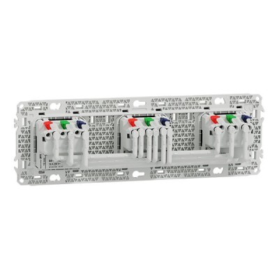 Schneider Odace - triple PC 2P+T affleurante - 3 postes 71 mm - précâblage - noir onyx - Réf : S940072