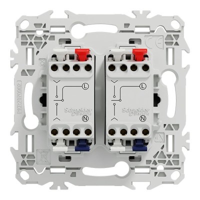Schneider Odace - double inter ou poussoir volet roulant 3 positions à levier - noir onyx - Réf : S940218