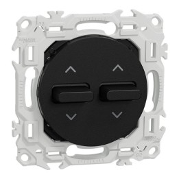Schneider Odace - double inter ou poussoir volet roulant 3 positions à levier - noir onyx - Réf : S940218