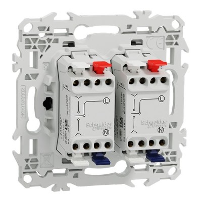 Schneider Odace - double inter ou poussoir volet roulant 3 positions à levier - noir onyx - Réf : S940218
