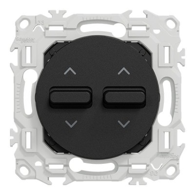 Schneider Odace - double inter ou poussoir volet roulant 3 positions à levier - noir onyx - Réf : S940218