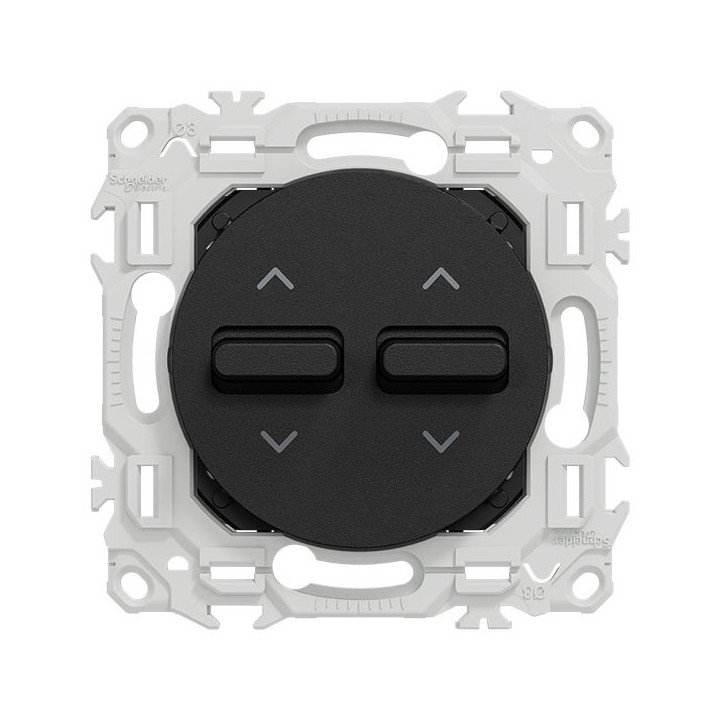 Schneider Odace - double inter ou poussoir volet roulant 3 positions à levier - noir onyx - Réf : S940218