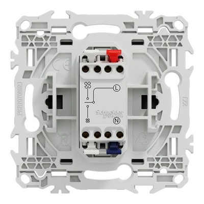 Schneider Odace - interrupteur VMC - 2 vitesses avec position arrêt - 6AX - noir onyx - Réf : S940243