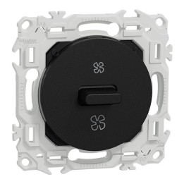 Schneider Odace - interrupteur VMC - 2 vitesses avec position arrêt - 6AX - noir onyx - Réf : S940243