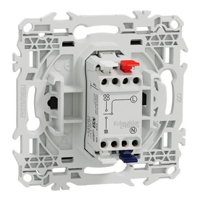 Schneider Odace - interrupteur VMC - 2 vitesses avec position arrêt - 6AX - noir onyx - Réf : S940243