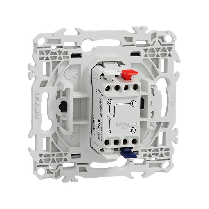 Schneider Odace - interrupteur VMC - 2 vitesses avec position arrêt - 6AX - noir onyx - Réf : S940243