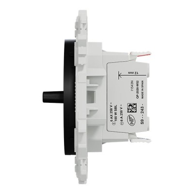 Schneider Odace - interrupteur VMC - 2 vitesses avec position arrêt - 6AX - noir onyx - Réf : S940243