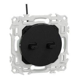 Schneider Odace - double va-et-vient ou poussoir à levier lumineux LED 0,15mA - 10AX - noir onyx - Réf : S940274