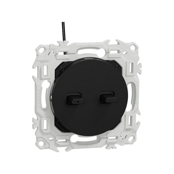 Schneider Odace - double va-et-vient ou poussoir à levier lumineux LED 0,15mA - 10AX - noir onyx - Réf : S940274
