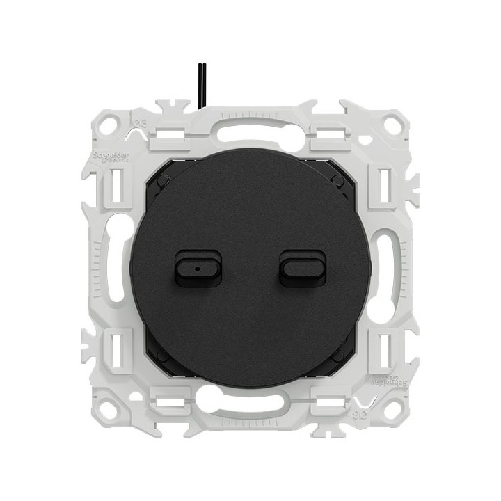 Schneider Odace - double va-et-vient ou poussoir à levier lumineux LED 0,15mA - 10AX - noir onyx - Réf : S940274