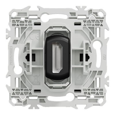 Schneider Odace - prise HDMI type A 2.1 - prise  cable femelle  à l'arrière - noir onyx - Réf : S940462
