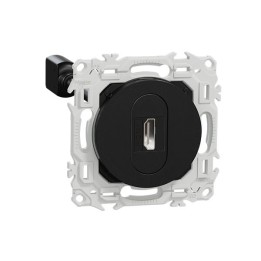 Schneider Odace - prise HDMI type A 2.1 - prise  cable femelle  à l'arrière - noir onyx - Réf : S940462