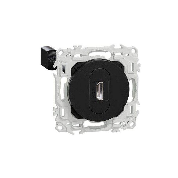 Schneider Odace - prise HDMI type A 2.1 - prise  cable femelle  à l'arrière - noir onyx - Réf : S940462