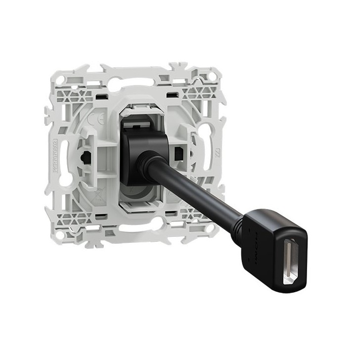 Schneider Odace - prise HDMI type A 2.1 - prise  cable femelle  à l'arrière - noir onyx - Réf : S940462