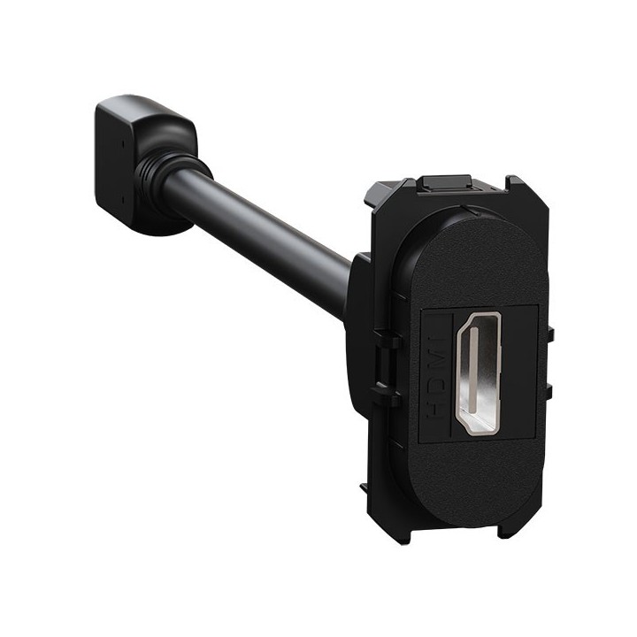 Schneider Odace - module prise HDMI type A 2.1 - prise câble femelle arrière - noir onyx - Réf : S943462