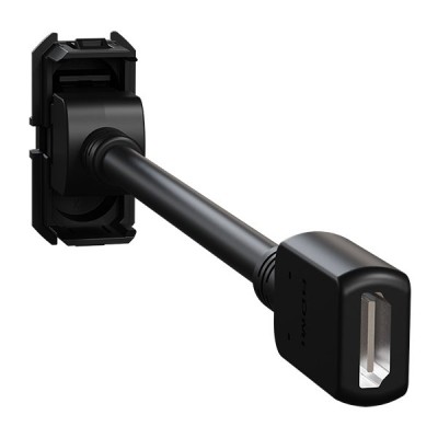 Schneider Odace - module prise HDMI type A 2.1 - prise câble femelle arrière - noir onyx - Réf : S943462