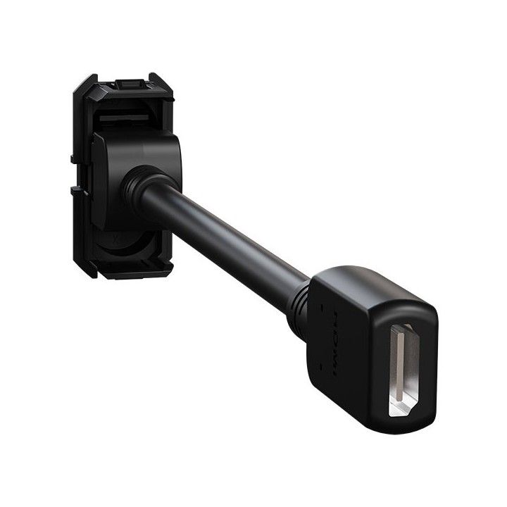 Schneider Odace - module prise HDMI type A 2.1 - prise câble femelle arrière - noir onyx - Réf : S943462