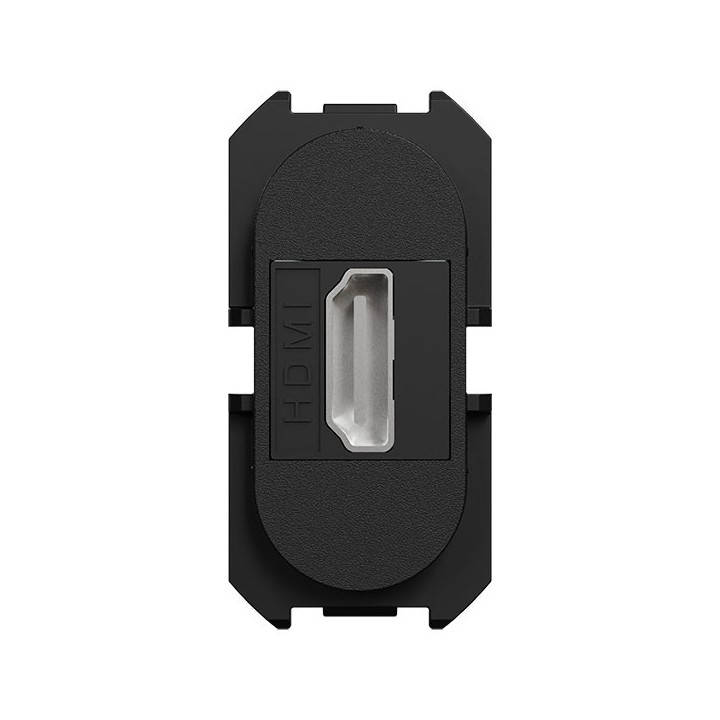 Schneider Odace - module prise HDMI type A 2.1 - prise câble femelle arrière - noir onyx - Réf : S943462