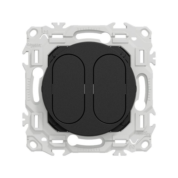 Schneider Odace - support modulaire - obturateur - 2 emplacements module VDI - noir onyx - Réf : S949400