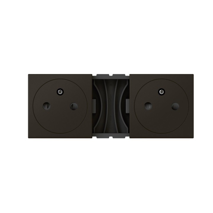 Legrand - Double prise de courant 2P+T Surface précâblées Mosaic 2x2 modules + plaque de finition - noir mat - Réf : 079134L-P