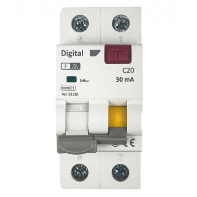 Digital Electric - Disjoncteur Différentiel 20A/30mA Type F 10kA - Réf : 03120