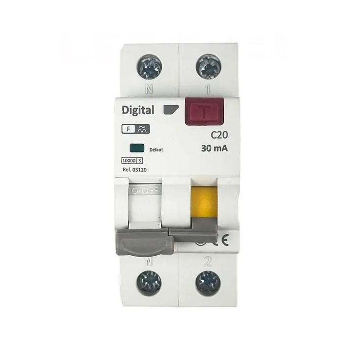Digital Electric - Disjoncteur Différentiel 20A/30mA Type F 10kA - Réf : 03120