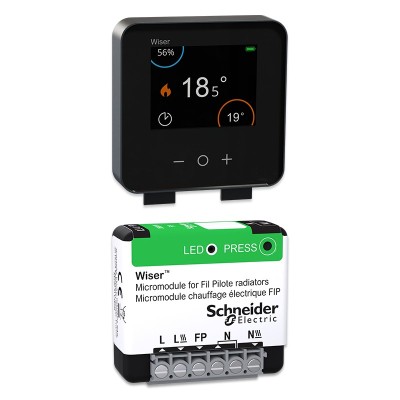 Schneider - Wiser - Pack chauffage pièce supplémentaire avec thermostat anthracite : radiateurs électriques - Réf : CCTFR6401-P