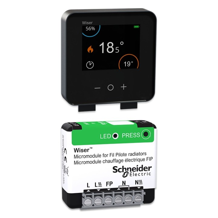 Schneider - Wiser - Pack chauffage pièce supplémentaire avec thermostat anthracite : radiateurs électriques - Réf : CCTFR6401-P