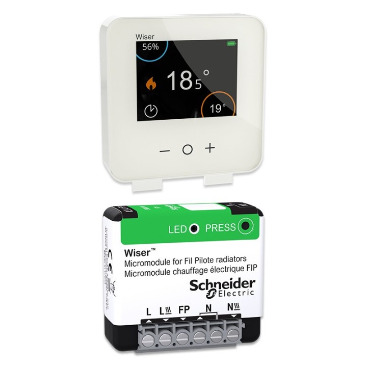 Schneider - Wiser - Pack chauffage pièce supplémentaire avec thermostat blanc : radiateurs électriques - Réf : CCTFR6400-P