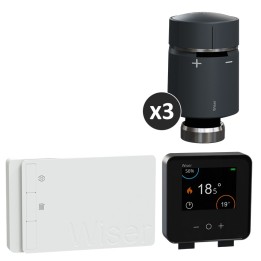 Schneider - Wiser - Kit chauffage gaz : pilotage par zone avec 3 vannes connectées noires - Réf : CCTFR6900N