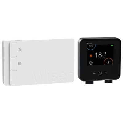 Schneider - Wiser - Thermostat noir connecté chaudière On/Off ou Opentherm - Génération 2 - Réf : CCTFR6901G2N