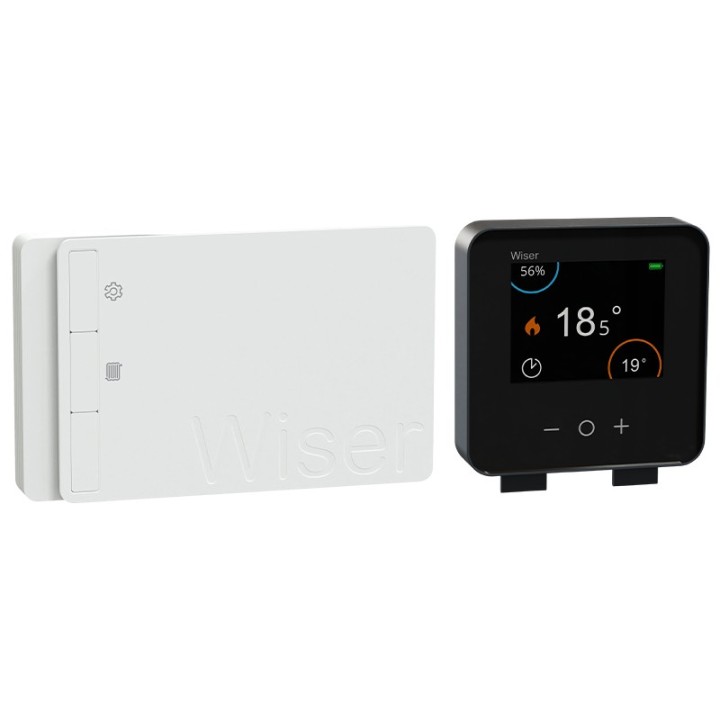 Schneider - Wiser - Thermostat noir connecté chaudière On/Off ou Opentherm - Génération 2 - Réf : CCTFR6901G2N