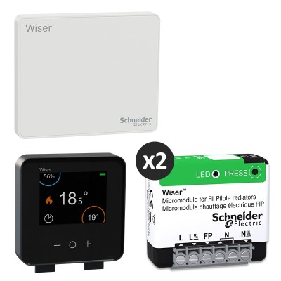 Schneider - Wiser - Thermostat noir connecté pour radiateurs FIP électriques - Génération 2 - Réf : CCTFR6905FIPG2N