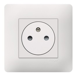 Hager Essensya - Prise de courant affleurante avec plaque de finition - essensya 2P+T Pure - Réf :  WE106P