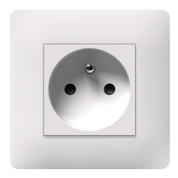 Hager Essensya - Prise de courant essensya avec plaque de finition - 2P+T Finition Pure - Réf :  WE100P