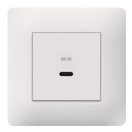 Hager Essensya - Chargeur USB-C 65 W Essensya Pure avec sa plaque de finition - Réf :  WE115P