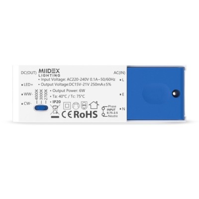 Miidex Lighting - Spot LED CCT BBC 6W 2700/3000/4000K Dimmable IP65/5X - Garantie 5 ans  - Réf : 101129